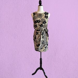 Vintage silk floral print faux wrap dress